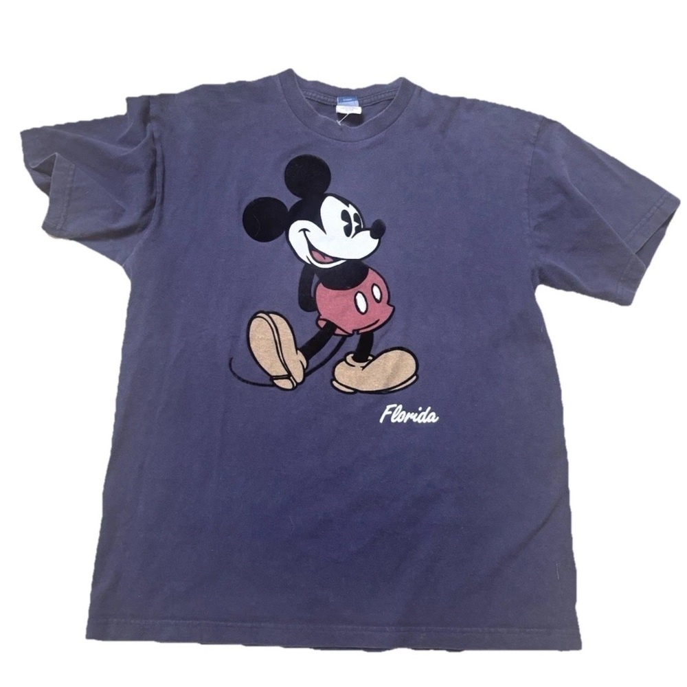 Disney vintage velvet Mickey Mouse Navy T-Shirt size XL